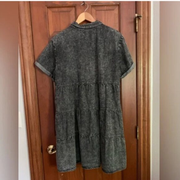 Babydoll Black distressed button down denim dress - XL - Picture 5 of 6
